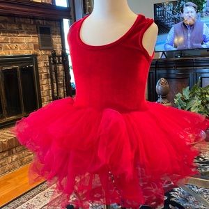 A red velvet tutu body suit, size 6
